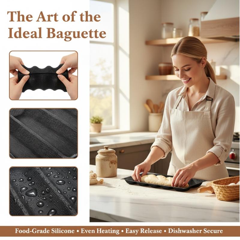 Kitchen Essentials Baking Tray - Bandeja antiadherente para pan francés de