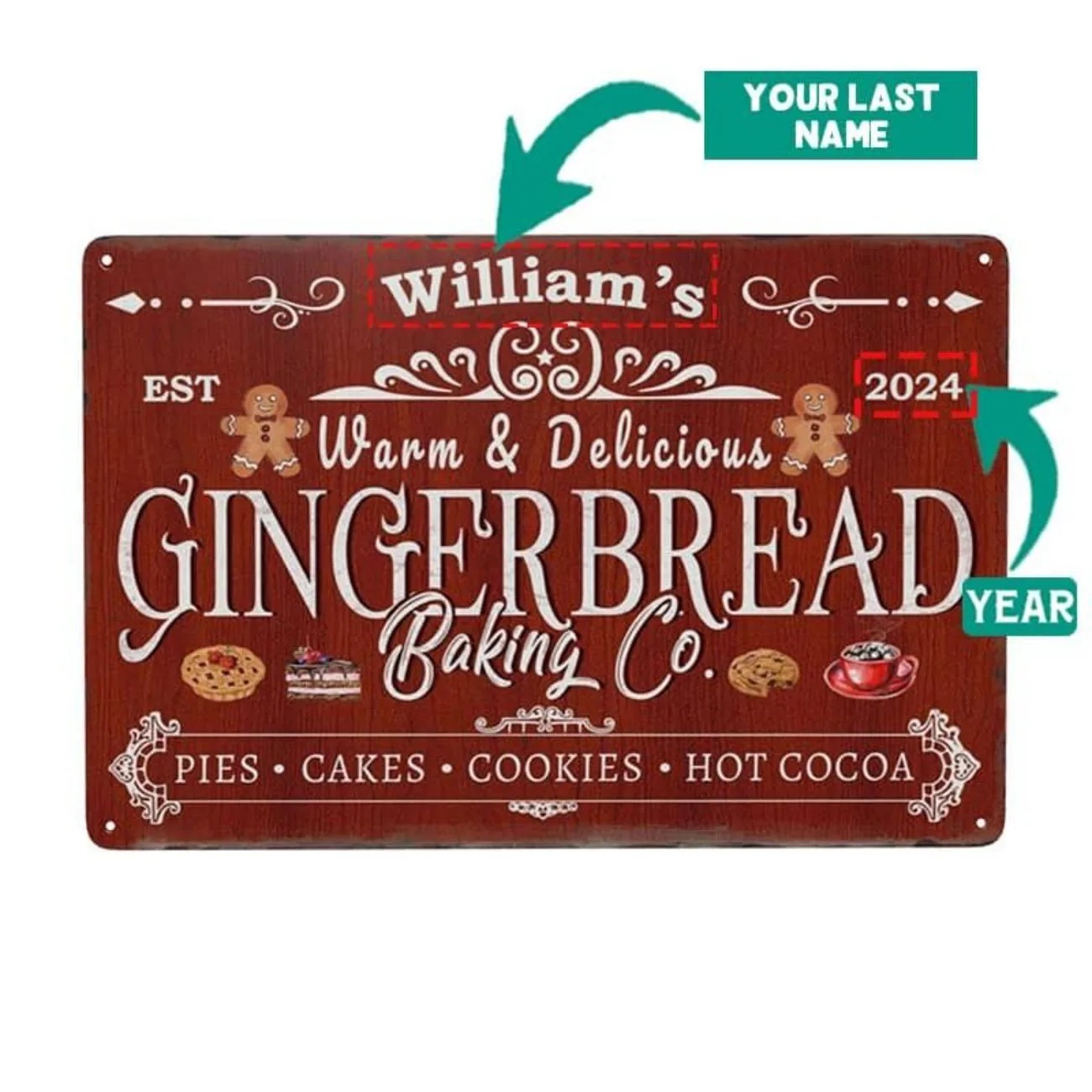 Baking In Kitchen - Letrero de aluminio personalizado para hornear