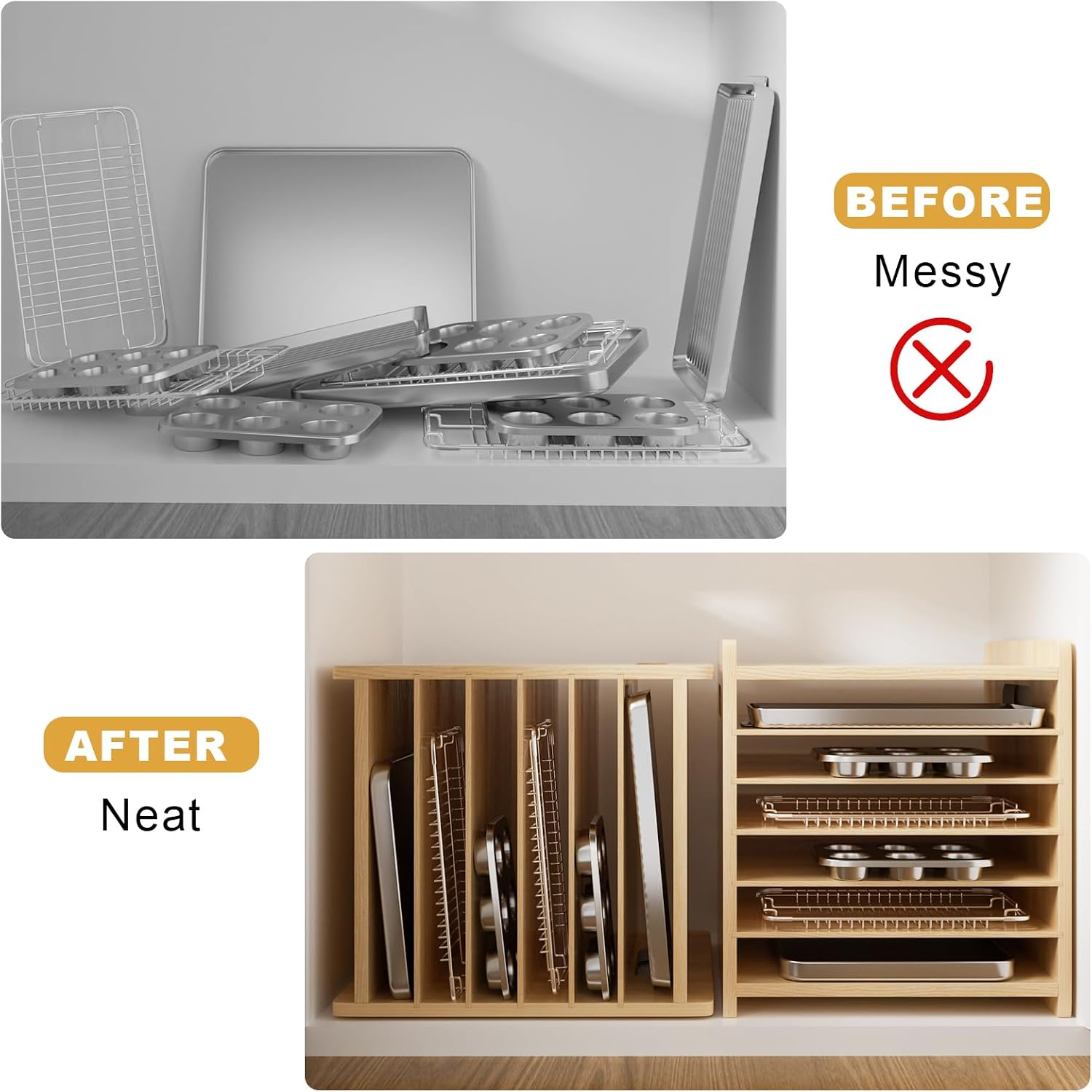 Organizador de bandejas de mad - Kitchen Cabinet Baking Organizer reseña y precio