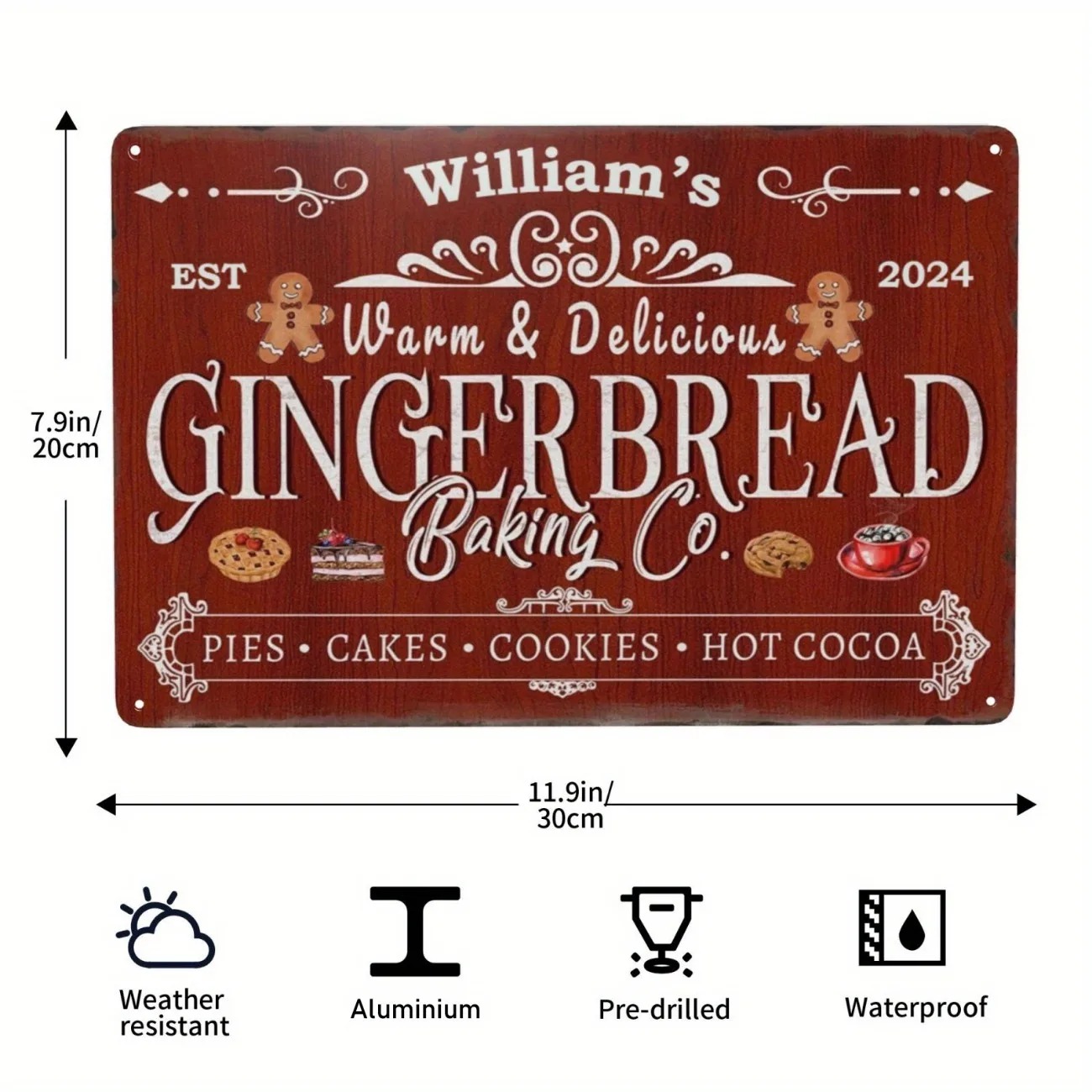 Letrero de aluminio personaliz - Baking In Kitchen reseña y precio