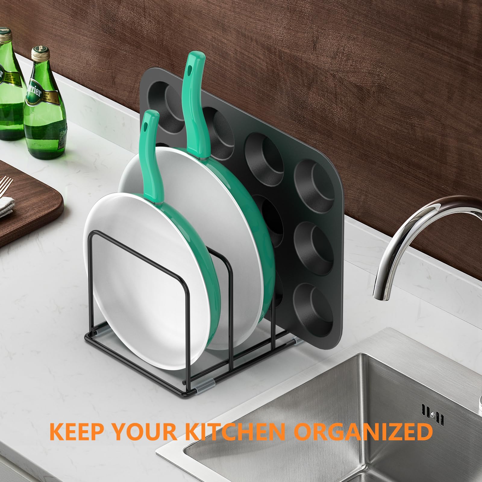 Organizador de sartenes, organ - Kitchen Cabinet Baking Organizer reseña y precio